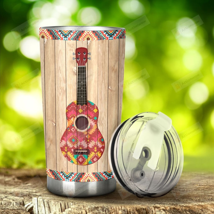 Ukulele Art Pattern Stainless Steel Tumbler, Tumbler Cups For Coffee/Tea, Great Customized Gifts For Birthday Christmas Thanksgiving, Anniversary