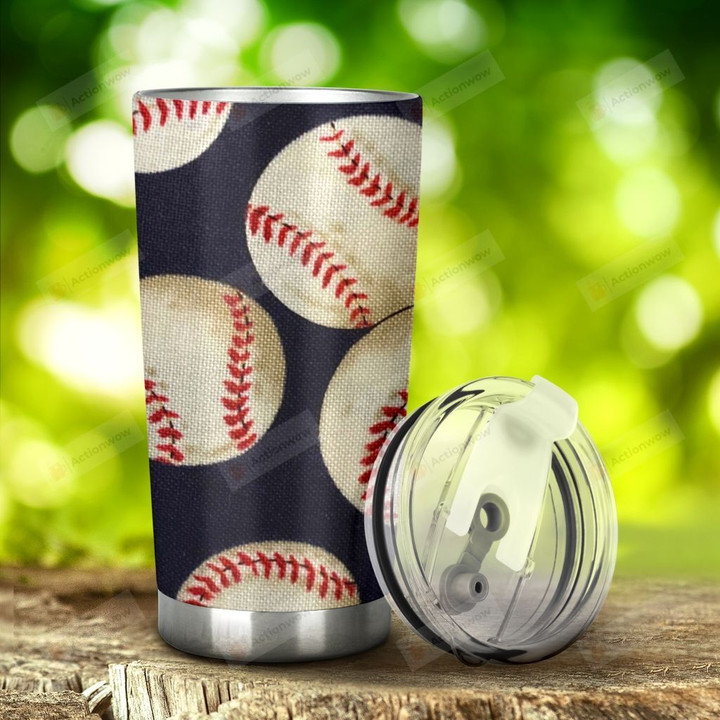 Baseball Black Tumbler Stainless Steel Tumbler, Tumbler Cups For Coffee/Tea, Great Customized Gifts For Birthday Christmas Thanksgiving, Anniversary