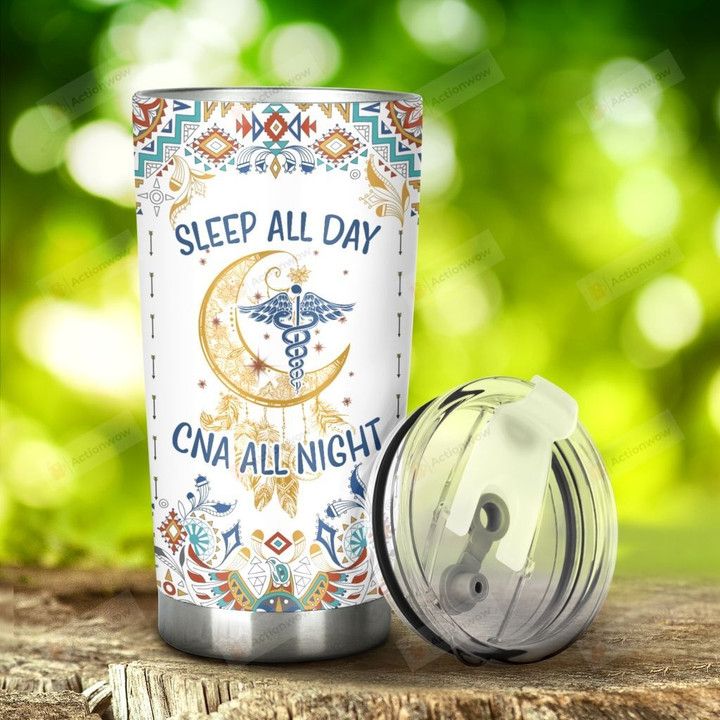 Sleep All Day CNA All Night Health Symbol Stainless Steel Tumbler, Tumbler Cups For Coffee/Tea, Great Customized Gifts For Birthday Christmas Thanksgiving