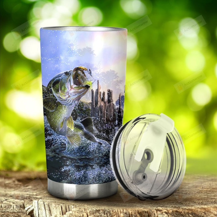 Fish Biting The Bait Stainless Steel Tumbler, Tumbler Cups For Coffee/Tea, Great Customized Gifts For Birthday Christmas Thanksgiving