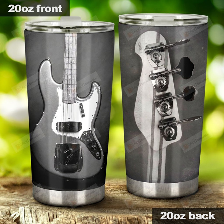 Monochrome Of Electric Guitar Stainless Steel Tumbler, Tumbler Cups For Coffee/Tea, Great Customized Gifts For Birthday Christmas Thanksgiving