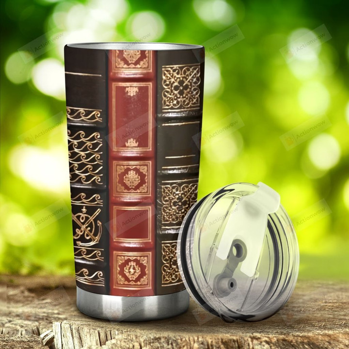 Books In The Bookcase Of Library  Stainless Steel Tumbler, Tumbler Cups For Coffee/Tea, Great Customized Gifts For Birthday Christmas Thanksgiving