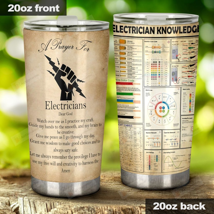 A Prayer For Electrician And Electrician Knowledge Stainless Steel Tumbler, Tumbler Cups For Coffee/Tea, Great Customized Gifts For Birthday Christmas Thanksgiving