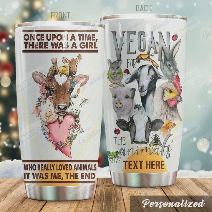Personalized Vegan For The Animals, Cow, Chicken, Pig, Lamb, Rabbit, Stainless Steel Vacuum Insulated, 20 Oz Tumbler Cups For Coffee/Tea, Perfect Gifts For Vegan Lovers