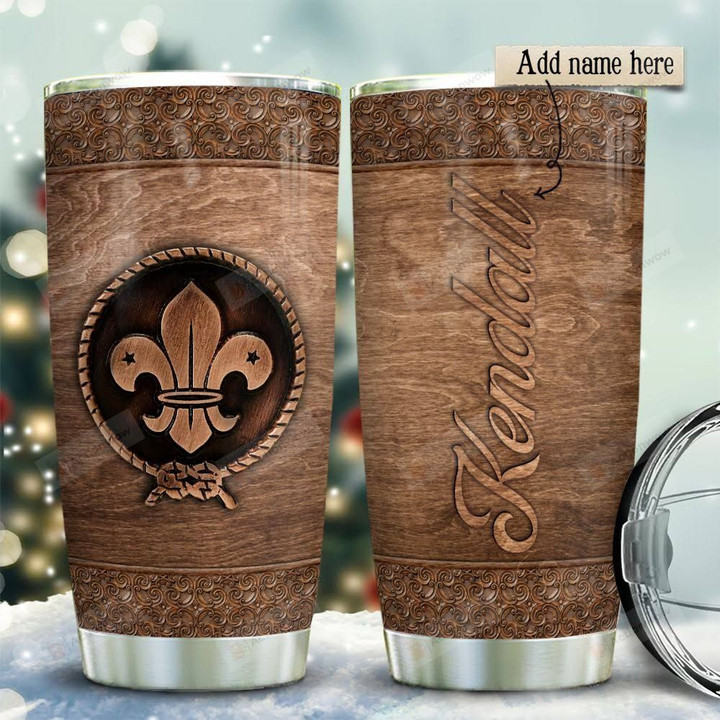 Scout Logo Wooden Style Personalized Tumbler Cup Stainless Steel Vacuum Insulated Tumbler 20 Oz Coffee/ Tea Tumbler With Lid Great Gifts For Birthday Christmas Thanksgiving