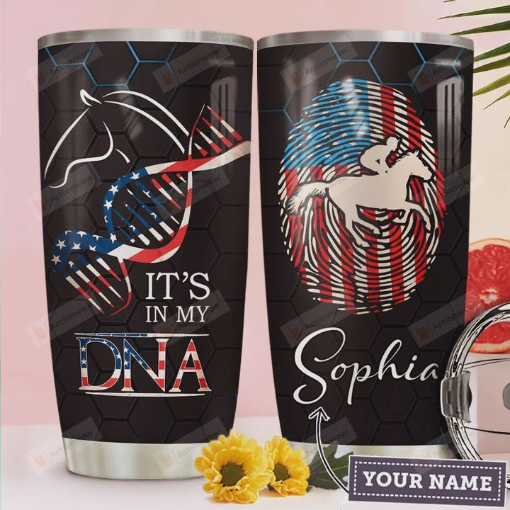 American Horse DNA Chain Personalized Tumbler Cup Stainless Steel Insulated Tumbler 20 Oz Great Gifts For Horse Lovers Best Gifts For Birthday Christmas Thanksgiving Coffee/ Tea Tumbler