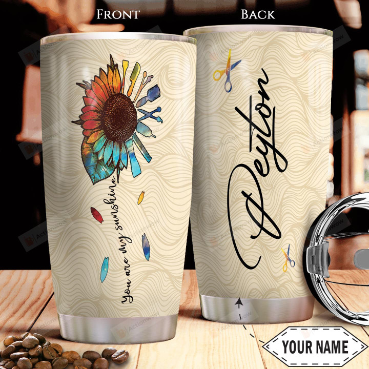 Personalized Hairstylist Sunflower Picture Tumbler Cup You Are My Sunshine Stainless Steel Insulated Tumbler 20 Oz Great Customized Gifts For Birthday Christmas Thanksgiving Coffee/ Tea Tumbler