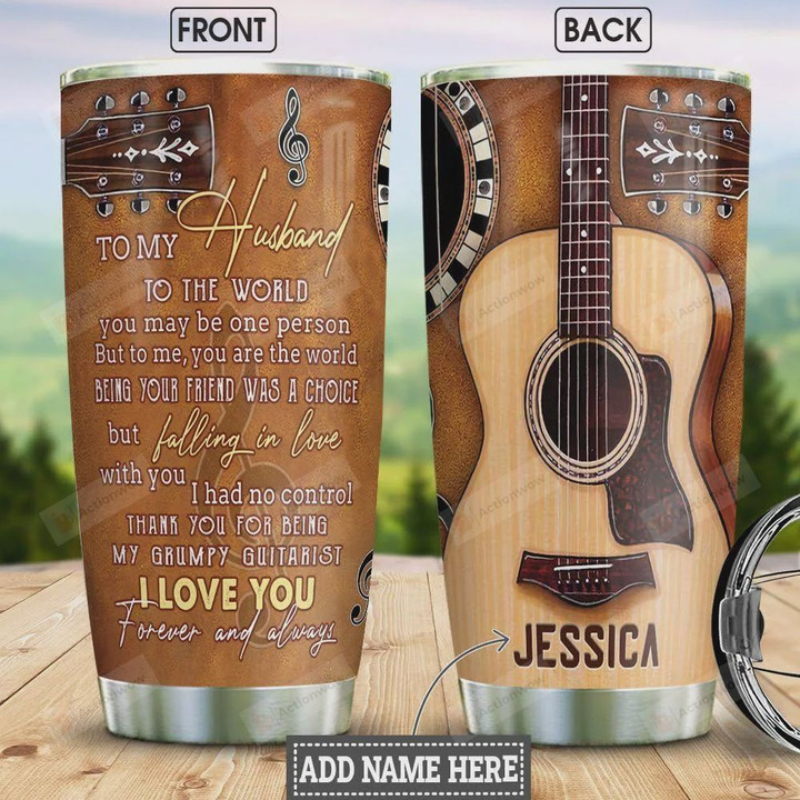 Personalized To My Husband Guitarist Falling In Love Stainless Steel Vacuum Insulated, 20 Oz Tumbler Cups For Coffee/Tea, Best Gifts From Wife To Husband On Birthday