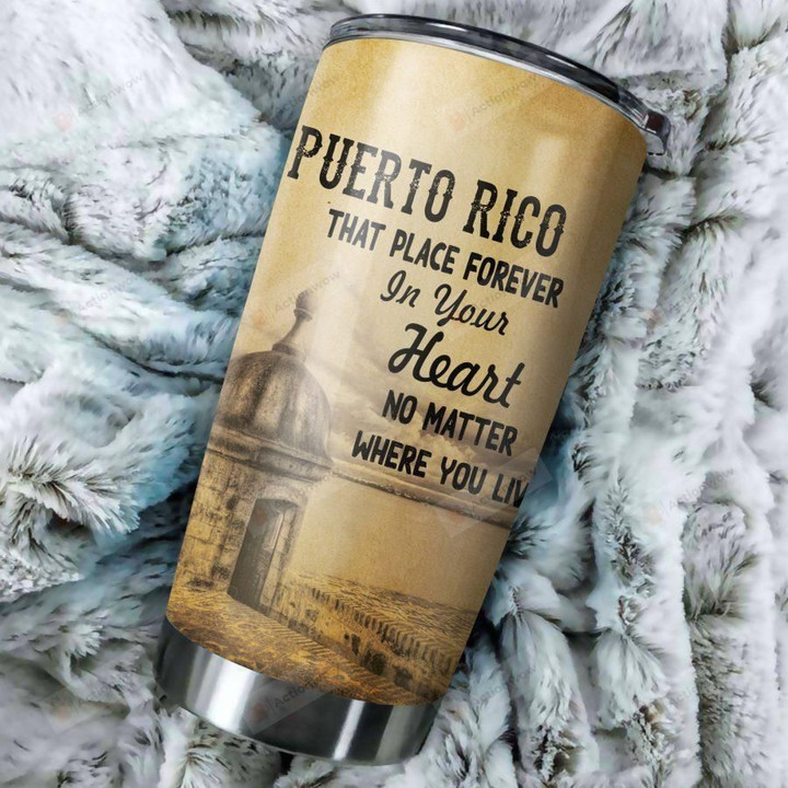 Personalized Puerto Rico Tumbler That Place Forever In Your Heart Stainless Steel Vacuum Insulated Double Wall Travel Tumbler With Lid, Tumbler Cups For Coffee/Tea, Perfect Gifts For Birthday Christmas