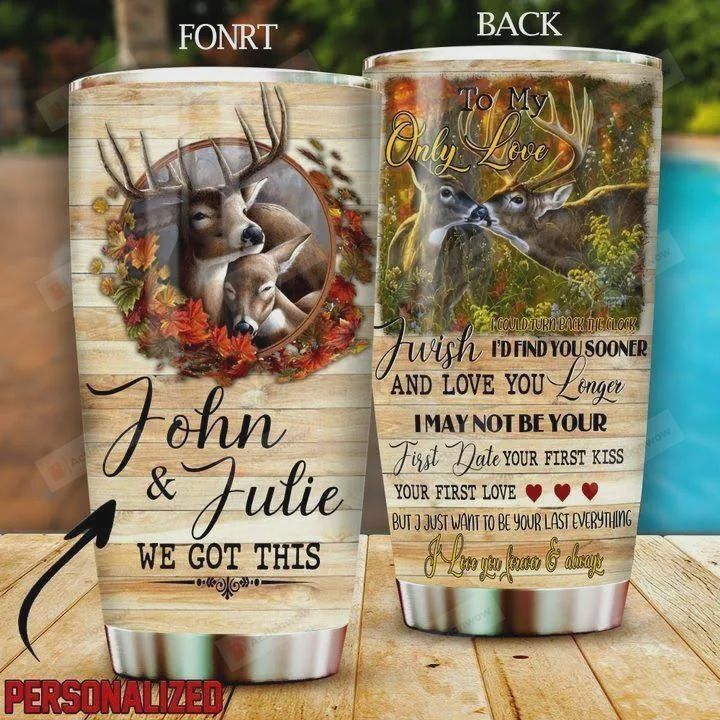 Personalized Deer Couple Tumbler Cup, To My Only Love, Love You, Stainless Steel Insulated Tumbler 20 Oz, Perfect Gifts For Lover, Best Gifts For Birthday Christmas Thanksgiving, Coffee/ Tea Tumbler