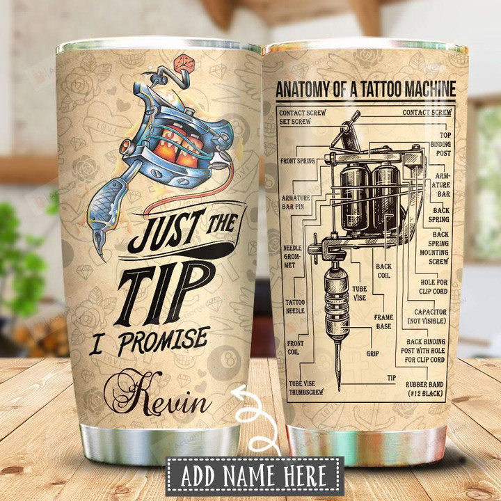 Tattoo Just The Tip Personalized Tumbler Cup Anatomy Of A Tattoo Machine Stainless Steel Vacuum Insulated Tumbler Best Gifts For Birthday Christmas Thanksgiving Tumbler For Coffee/ Tea With Lid