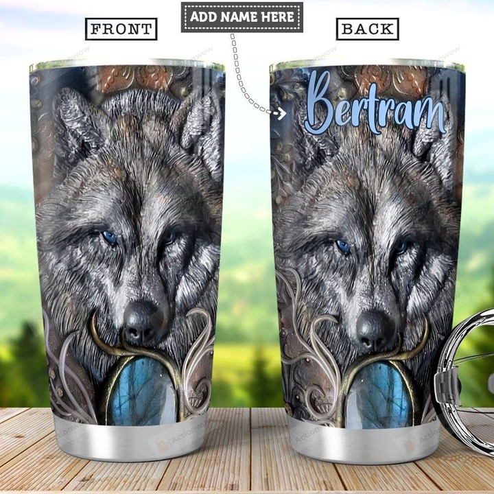 Wolf Portrait Personalized Tumbler Cup Stainless Steel Vacuum Insulated Tumbler 20 Oz Great Customized Gifts For Birthday Christmas Thanksgiving Gifts For Wolf Lovers Coffee/ Tea Tumbler
