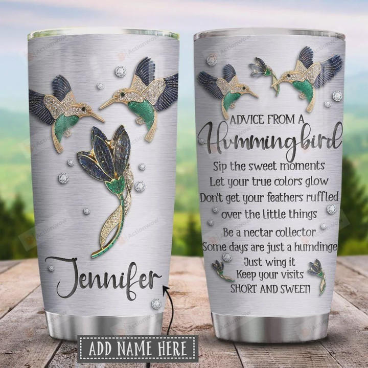 Personalized Hummingbird Advice Jewelry Style Stainless Steel Vacuum Insulated Tumbler 20 Oz, Gifts For Birthday Christmas Thanksgiving, Perfect Gifts For Hummingbird Lovers, Coffee/ Tea Tumbler