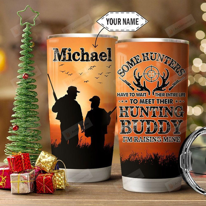 Personalized Hunting Dad Hunting Buddy Stainless Steel Tumbler, Tumbler Cups For Coffee/Tea, Great Customized Gifts For Birthday Christmas Thanksgiving Father's Day