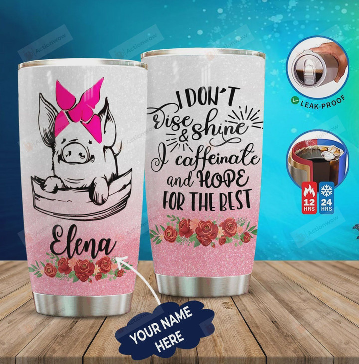 Personalized Lovely Pig Hope For The Best, Pink Tumbler, Stainless Steel Tumbler Perfect Gifts For Pig Lover 20 Oz Tumbler Cups For Coffee/Tea, Gifts For Birthday Christmas Thanksgiving