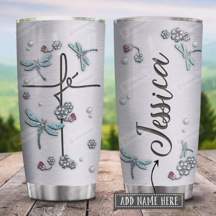 Personalized Dragonfly Fe Jewelry Style Stainless Steel Tumbler Perfect Gifts For Dragonfly Lover 20 Oz Tumbler Cups For Coffee/Tea, Great Customized Gifts For Birthday Christmas Thanksgiving