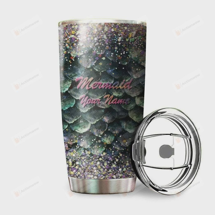 Personalized Mermaid Twinkle Scales Tumbler Stainless Steel Vacuum Insulated Double Wall Travel Tumbler With Lid, Tumbler Cups For Coffee/Tea, Perfect Gifts For Birthday Christmas Thanksgiving