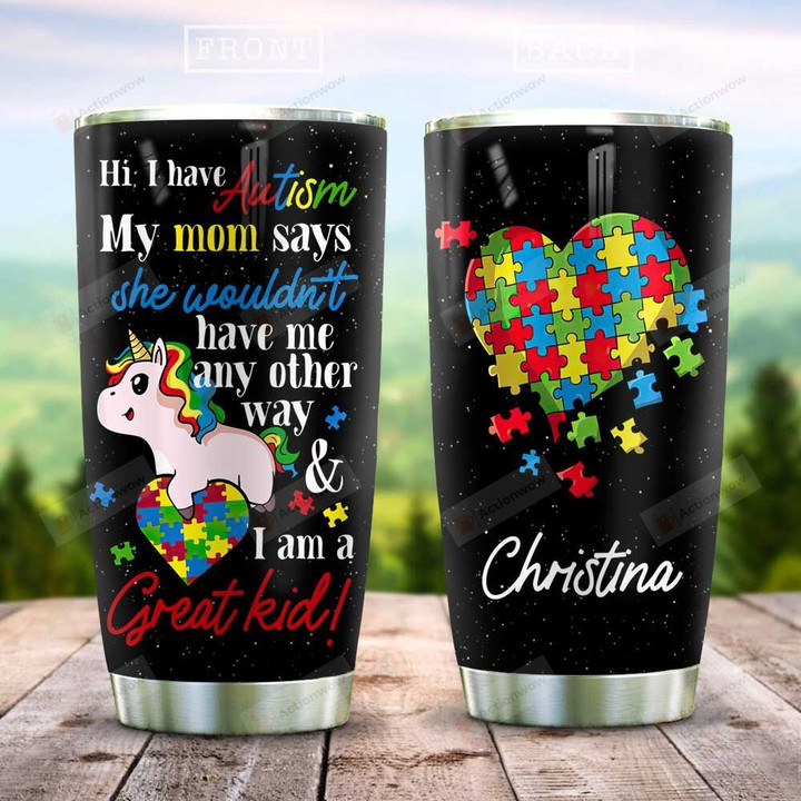 Autism Unicorn Puzzle Style Heart Shaped Personalized Tumbler Cup Great Kid Stainless Steel Vacuum Insulated Tumbler 20 Oz Great Customized Gifts For Birthday Christmas Thanksgiving