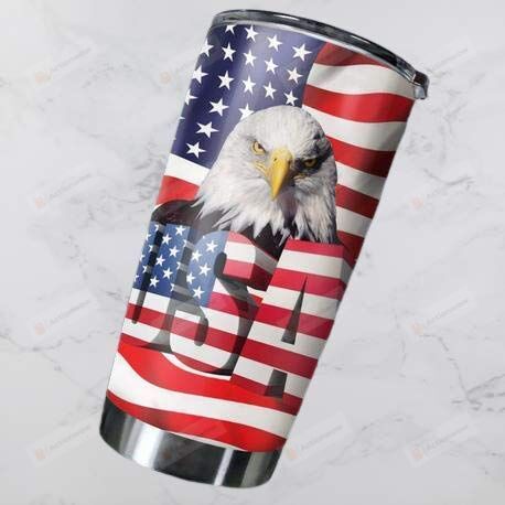 Bald Eagle US Flag Tumbler American Flag Stainless Steel Tumbler, Tumbler Cups For Coffee/Tea, Great Customized Gifts For Birthday Christmas Thanksgiving