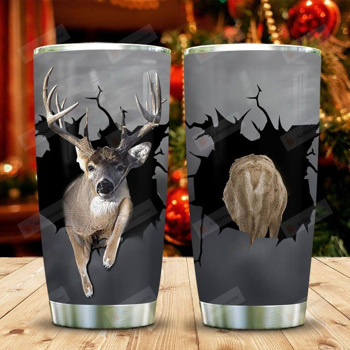 Deer Crack Tumbler Cup, Stainless Steel Insulated Tumbler 20 Oz, Coffee/ Tea Tumbler With Lid, Great Gifts For Deer Lovers, Great Customized Gifts For Birthday Christmas Thanksgiving