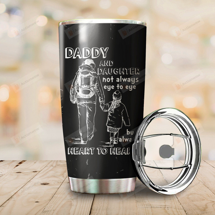 Daddy And Daughter Always Heart To Heart Stainless Steel Vacuum Insulated Double Wall Travel Tumbler With Lid, Tumbler Cups For Coffee/Tea, Perfect Gifts For Birthday Father's Day Thanksgiving