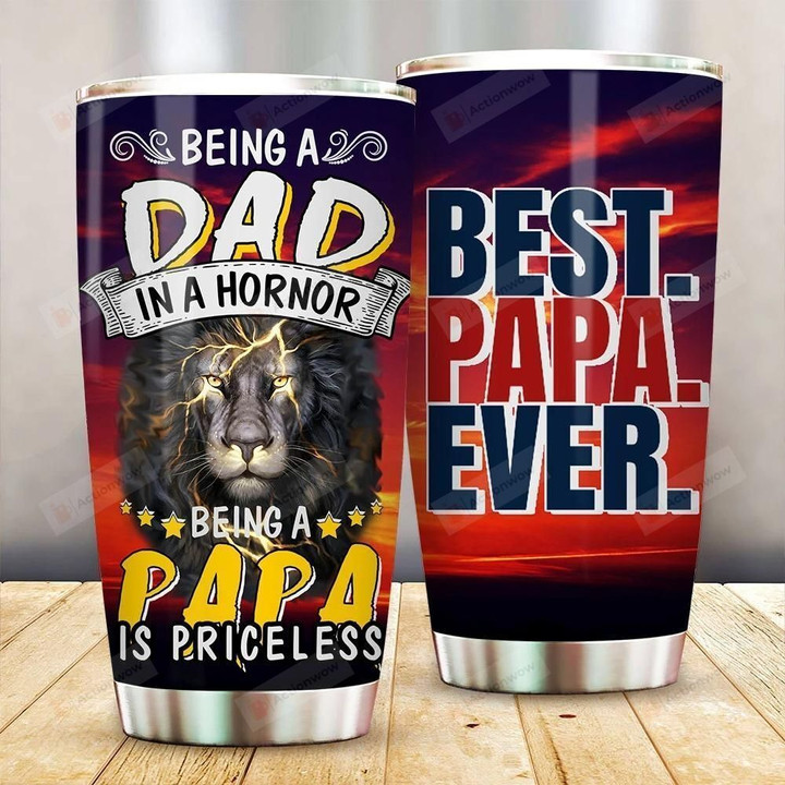 Best Papa Ever Dad Lion Gift Stainless Steel Tumbler, Tumbler Cups For Coffee/Tea, Great Customized Gifts For Birthday Christmas Thanksgiving