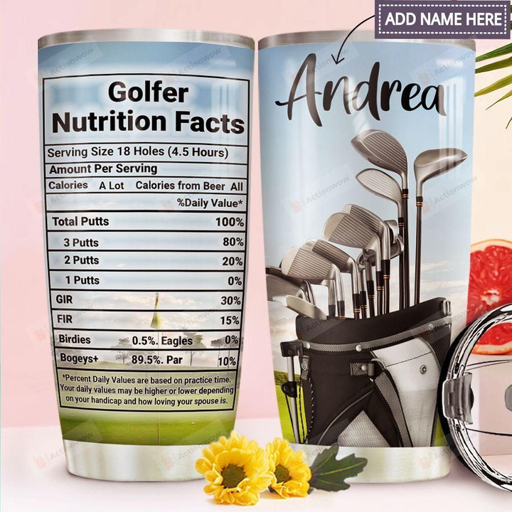 Golf Facts Personalized Tumbler Cup Stainless Steel Vacuum Insulated Tumbler 20 Oz Great Customized Gifts For Birthday Christmas Thanksgiving Tumbler Travel Tumbler With Lid Coffee/ Tea Tumbler