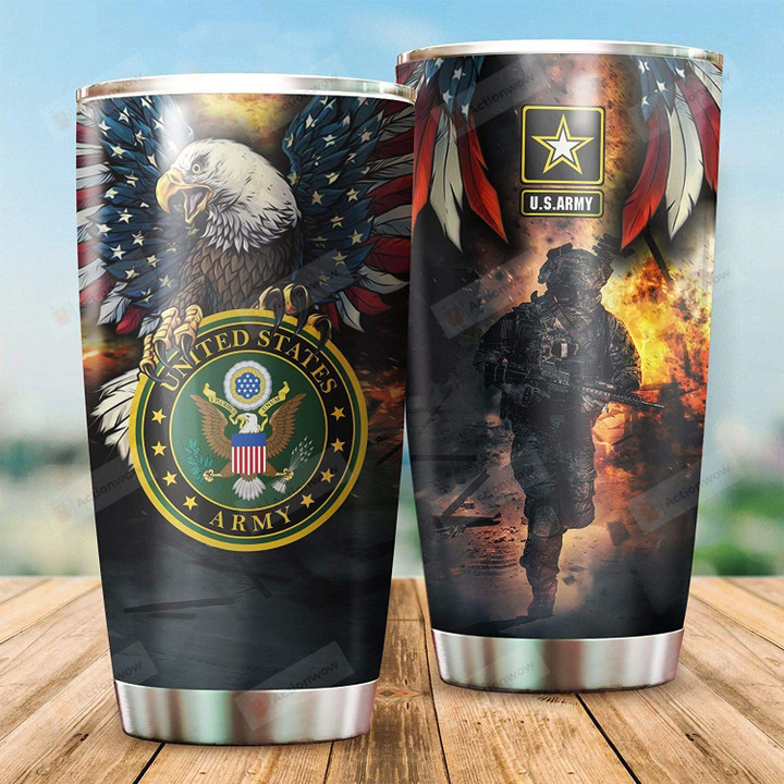 Us Army Bald Eagle Stainless Steel Tumbler Perfect Gifts For Soldier Tumbler Cups For Coffee/Tea, Great Gifts For Birthday Mother's Day Father's Day Veteran's Day