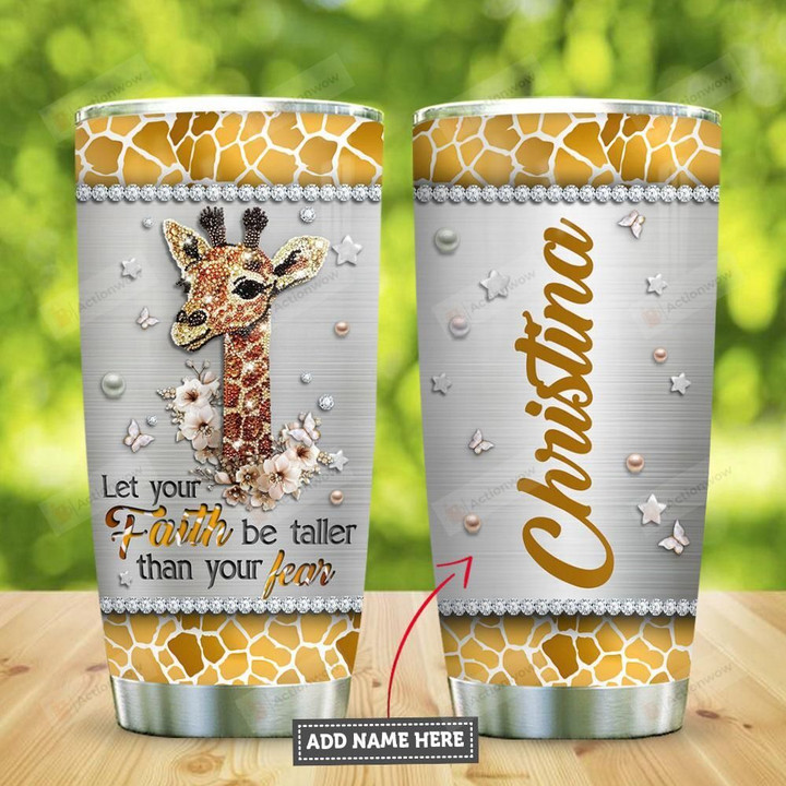 Giraffe Faith Metal Jewelry Style Personalized Tumbler Cup Stainless Steel Insulated Tumbler 20 Oz Best Gifts For Giraffe Lovers Great Gifts For Birthday Christmas Thanksgiving Coffee Tumbler