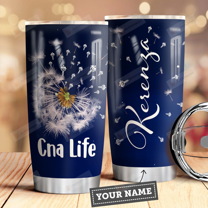 Personalized CNA Life Dandelion Flying Stainless Steel Tumbler, Tumbler Cups For Coffee/Tea, Great Customized Gifts For Birthday Christmas Thanksgiving
