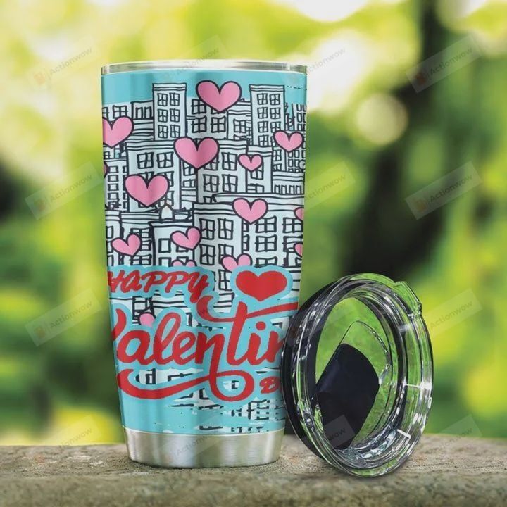 City Of Love Happy Valentines Day Stainless Steel Tumbler, Tumbler Cups For Coffee/Tea, Great Customized Gifts For Valentine