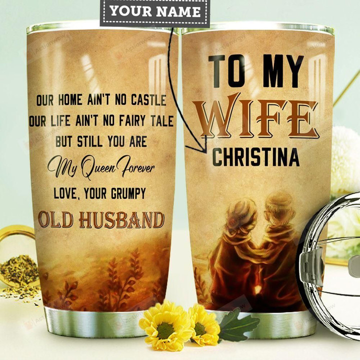 Personalized Family To Wife My Queen Forever Love You For The Rest Of My Life Stainless Steel Tumbler, Tumbler Cups For Coffee/Tea, Great Customized Gifts For Birthday Christmas Thanksgiving