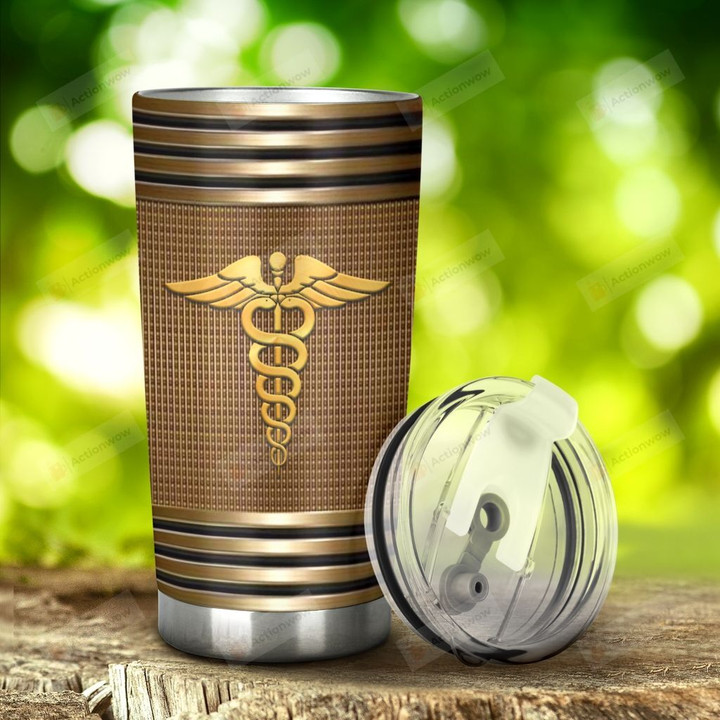 Nurse Brown And Gold Wallpaper Texture Stainless Steel Tumbler, Tumbler Cups For Coffee/Tea, Great Customized Gifts For Birthday Christmas Anniversary