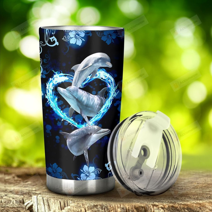 Dolphins Stainless Steel Tumbler, Tumbler Cups For Coffee/Tea, Great Customized Gifts For Birthday Christmas Thanksgiving