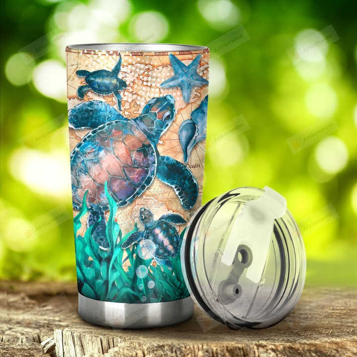 Turtle Under The Sea Stainless Steel Tumbler, Tumbler Cups For Coffee/Tea, Great Customized Gifts For Birthday Christmas Thanksgiving, Anniversary