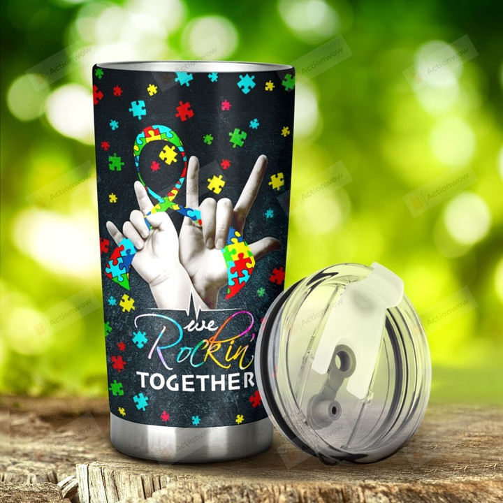 Autism We Rockin Together Stainless Steel Tumbler, Tumbler Cups For Coffee/Tea, Great Customized Gifts For Birthday Christmas Thanksgiving, Anniversary