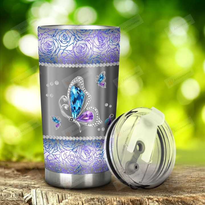 Butterfly Glitter Stainless Steel Tumbler, Tumbler Cups For Coffee/Tea, Great Customized Gifts For Birthday Christmas Thanksgiving, Anniversary