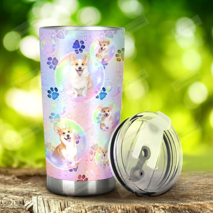 Corgi Dog I'M Just A Happier Person Stainless Steel Tumbler, Tumbler Cups For Coffee/Tea, Great Customized Gifts For Birthday Christmas Thanksgiving, Anniversary