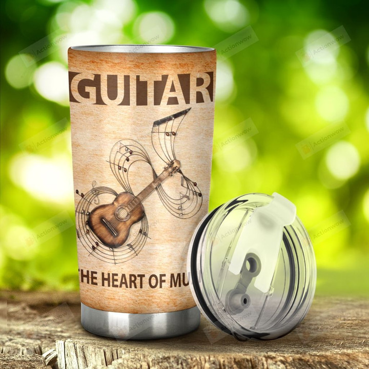 Guitar The Heart Of Music Stainless Steel Tumbler, Tumbler Cups For Coffee/Tea, Great Customized Gifts For Birthday Christmas Thanksgiving, Anniversary