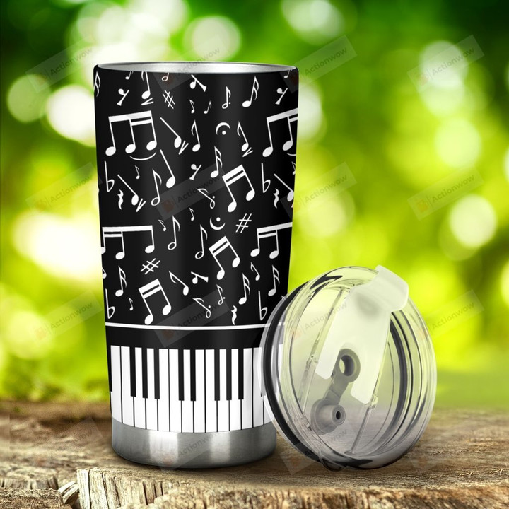 Piano And Musical Notes Stainless Steel Tumbler, Tumbler Cups For Coffee/Tea, Great Customized Gifts For Birthday Christmas Thanksgiving, Anniversary