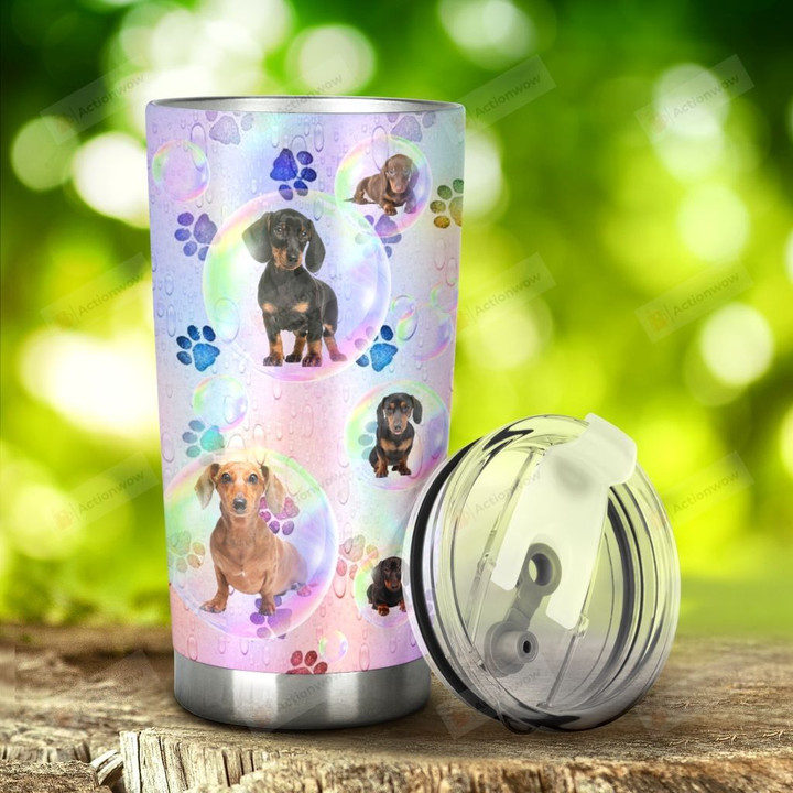 Dachshund Dog I'M Just A Happier Person Stainless Steel Tumbler, Tumbler Cups For Coffee/Tea, Great Customized Gifts For Birthday Christmas Thanksgiving, Anniversary