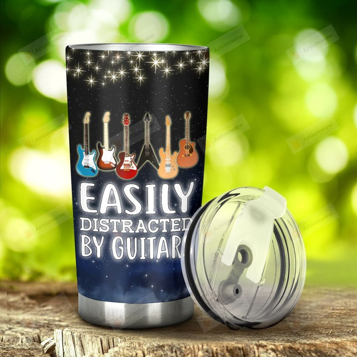 Guitars Easily Distracted By Guitars Stainless Steel Tumbler, Tumbler Cups For Coffee/Tea, Great Customized Gifts For Birthday Christmas Thanksgiving