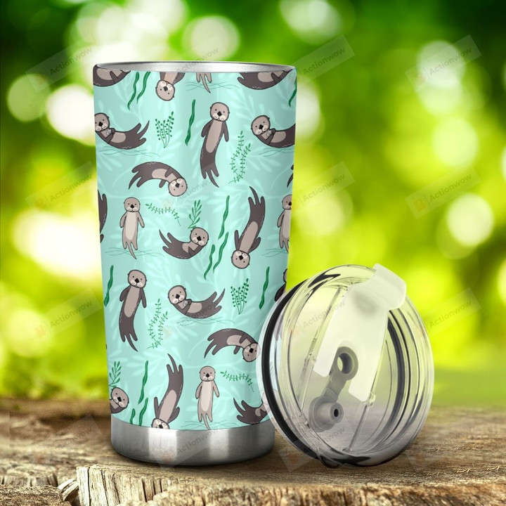 Lovely Otters Stainless Steel Tumbler, Tumbler Cups For Coffee/Tea, Great Customized Gifts For Birthday Christmas Thanksgiving