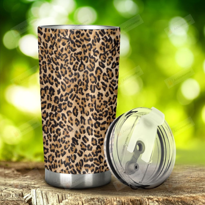 Luxury Leopard Print Stainless Steel Tumbler, Tumbler Cups For Coffee/Tea, Great Customized Gifts For Birthday Christmas Thanksgiving