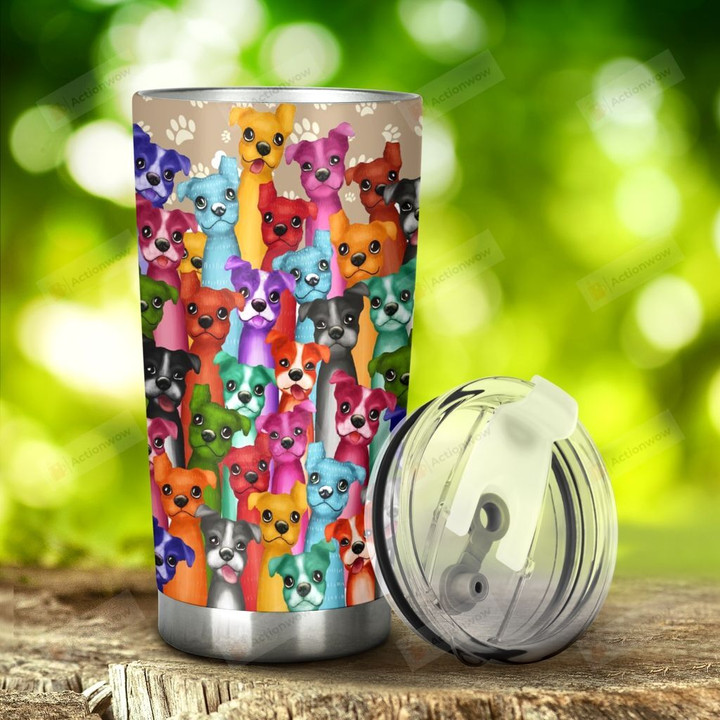 Multicolor Boston Terrier Dog Stainless Steel Tumbler, Tumbler Cups For Coffee/Tea, Great Customized Gifts For Birthday Christmas Thanksgiving