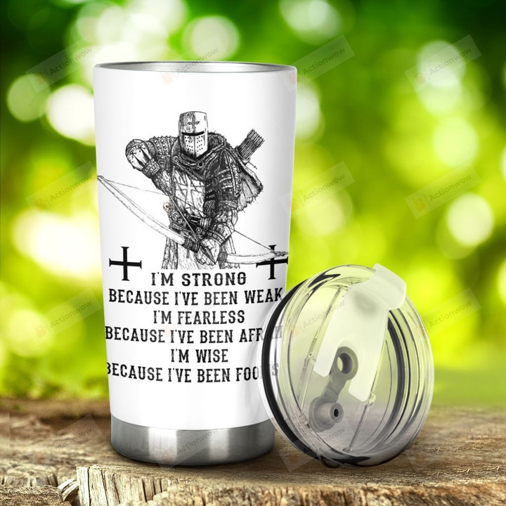 Knight Templar I'M Strong Stainless Steel Tumbler, Tumbler Cups For Coffee/Tea, Great Customized Gifts For Birthday Christmas Thanksgiving