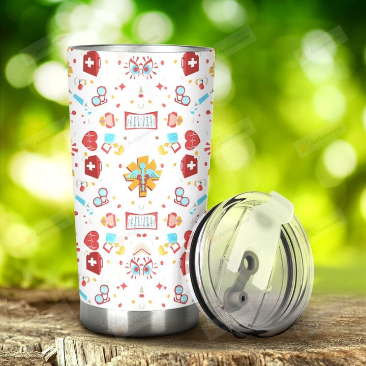 Nurse Pattern Stainless Steel Tumbler, Tumbler Cups For Coffee/Tea, Great Customized Gifts For Birthday Christmas Thanksgiving