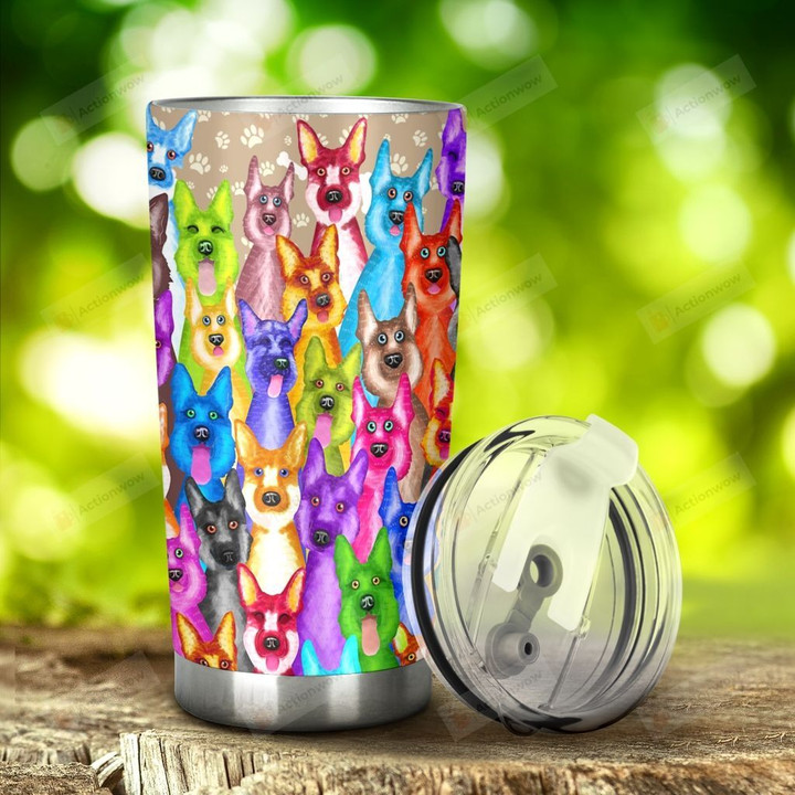 Multicolor German Shepherd Dogs Stainless Steel Tumbler, Tumbler Cups For Coffee/Tea, Great Customized Gifts For Birthday Christmas Thanksgiving