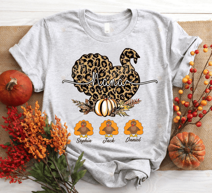 Personalized Turkey Nana Essential T-Shirt, T-Shirt For Women On Birthday, Christmas, Anniversary, Thanksgiving