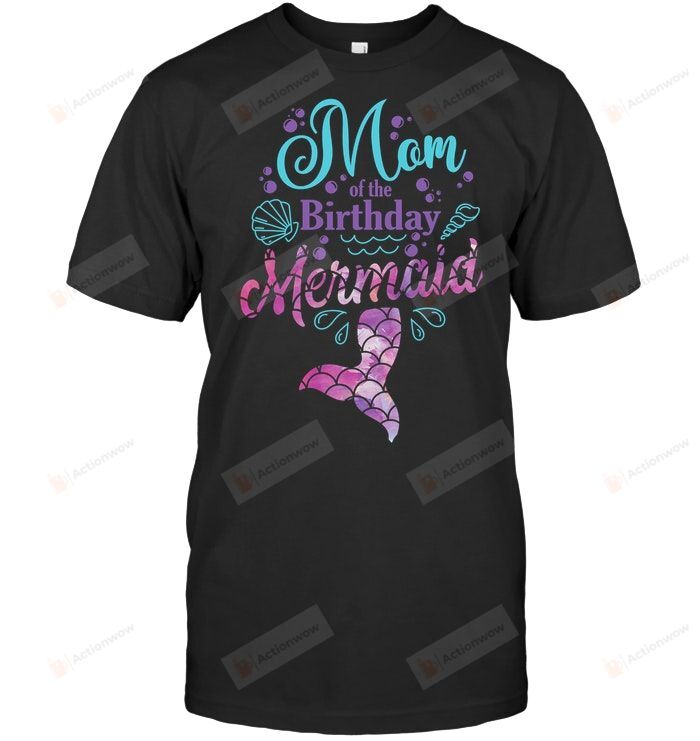 Mom Of The Birthday Mermaid Birthday Party Mermaid Mother T-shirt for Son Daughter Blue Pink Purple Shirts Mama Mother's Day Tee Grandma Anniversary Shirt Mommy Maternity Apparel